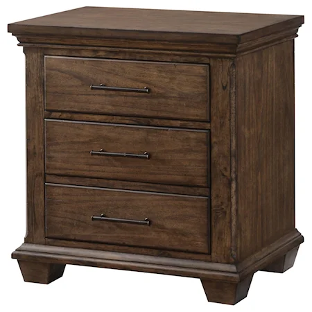 Transitional Night Stand with Three Drawers